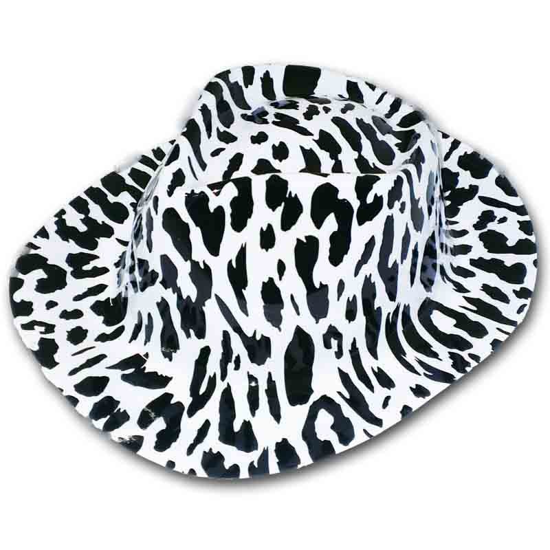Cappello da cowboy bianco con macchie leopardo