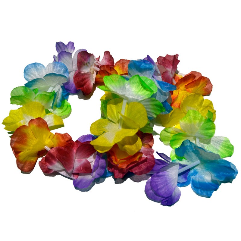 4 pezzi fiore hawaiano collana decorativa braccialetto Hairling Flower Dress adatto per il divertimento hawaiano della spiaggia di nozze del parto  15