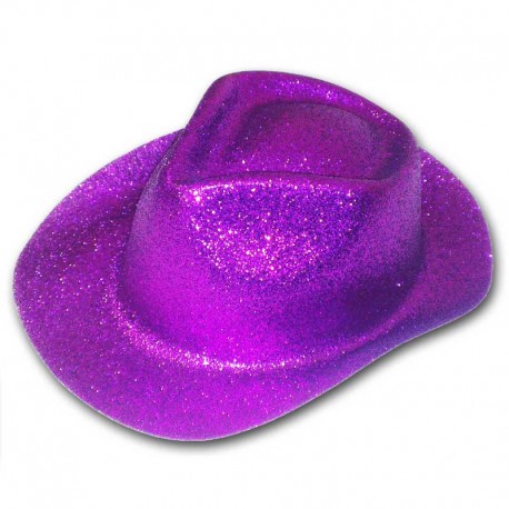 Cappello glitterato da cowboy FUCSIA per animazioni o esibizioni